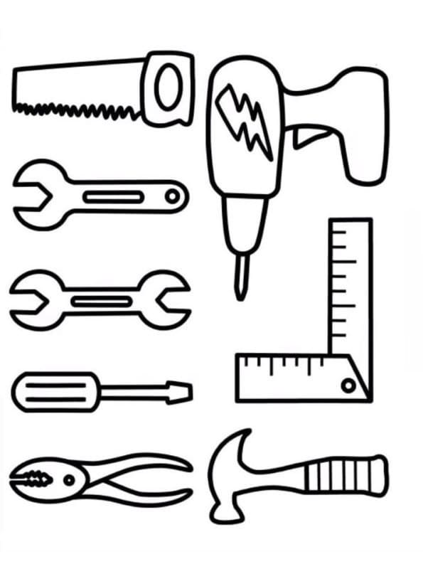 Desenho de Ferramentas para Desenhar e Colorir Fácil