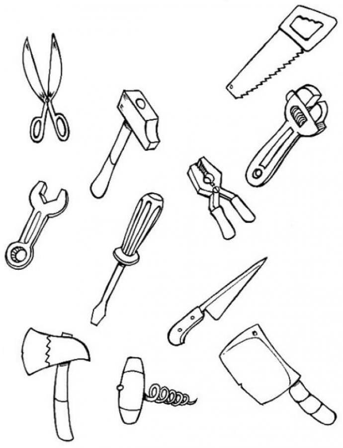 Desenho de Muitas Ferramentas para Colorir