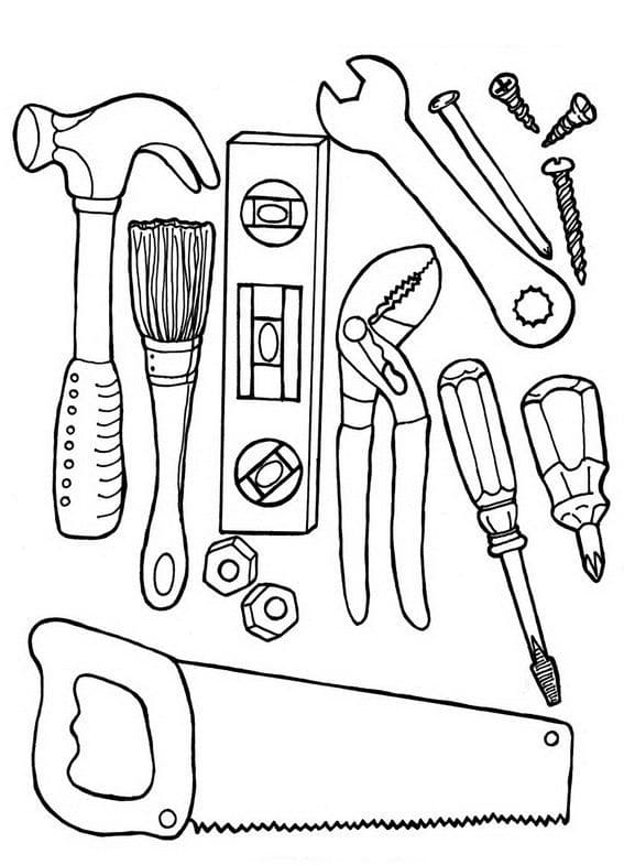 Desenho Pdf de Ferramentas para Colorir