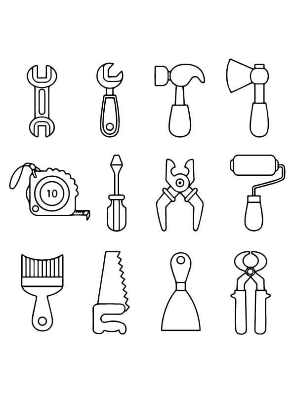 Download Desenho Grátis de Ferramentas para Colorir