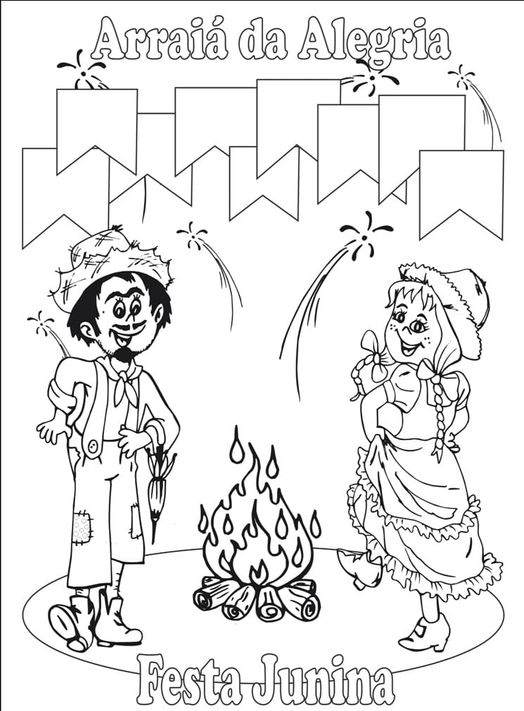 Desenho de a Festa Junina no Brasil para Colorir