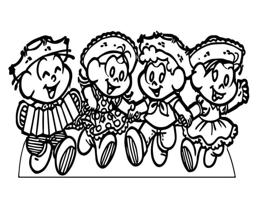 Desenho de Festa Junina da Turma da Mônica para Colorir