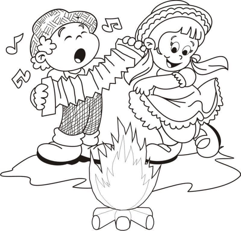 Desenho de Festa Junina no Brasil para Colorir