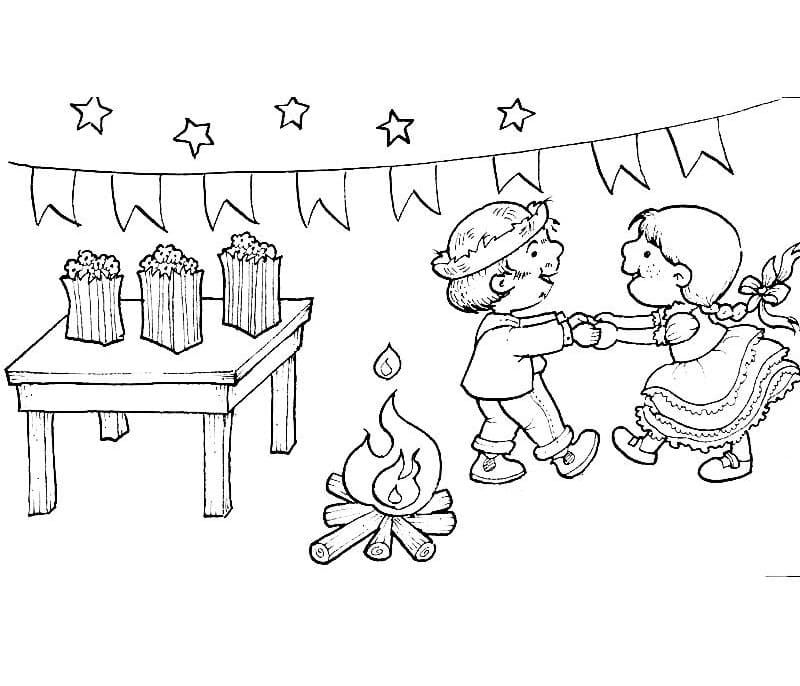 Desenho de Festa Junina para crianças para Colorir