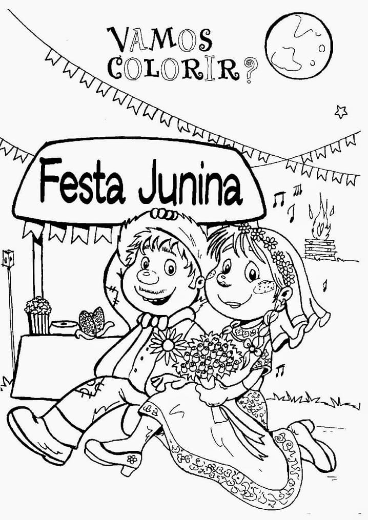Desenho de Imagem de Festa Junina para Colorir