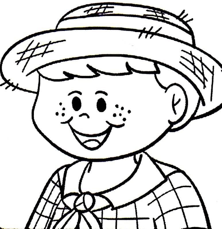 Desenho de Menino no Festa Junina para Colorir