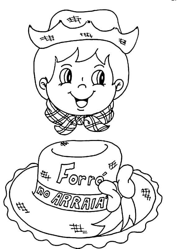 Desenho Menina em Festa Junina Caipira em Forro arrastá pé para Colorir e Imprimir