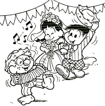 Desenho Quadrilha Junina com música e dançá para Colorir e Imprimir