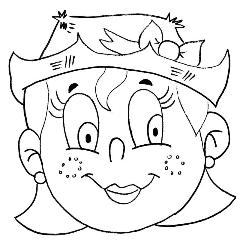 Desenho Rosto de Menina Caipira com chapéu de Palha para Colorir e Imprimir