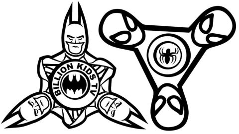 Desenho de Fidget Spinner do Batman e Homem Aranha para Imprimir