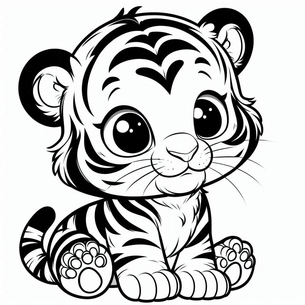 Desenho de Adorável Filhote de Tigre para Colorir