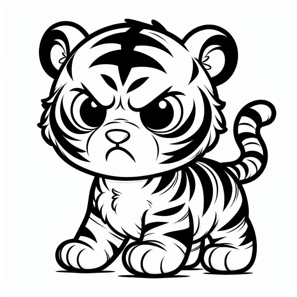 Desenho de Filhote de Tigre Bravo para Colorir