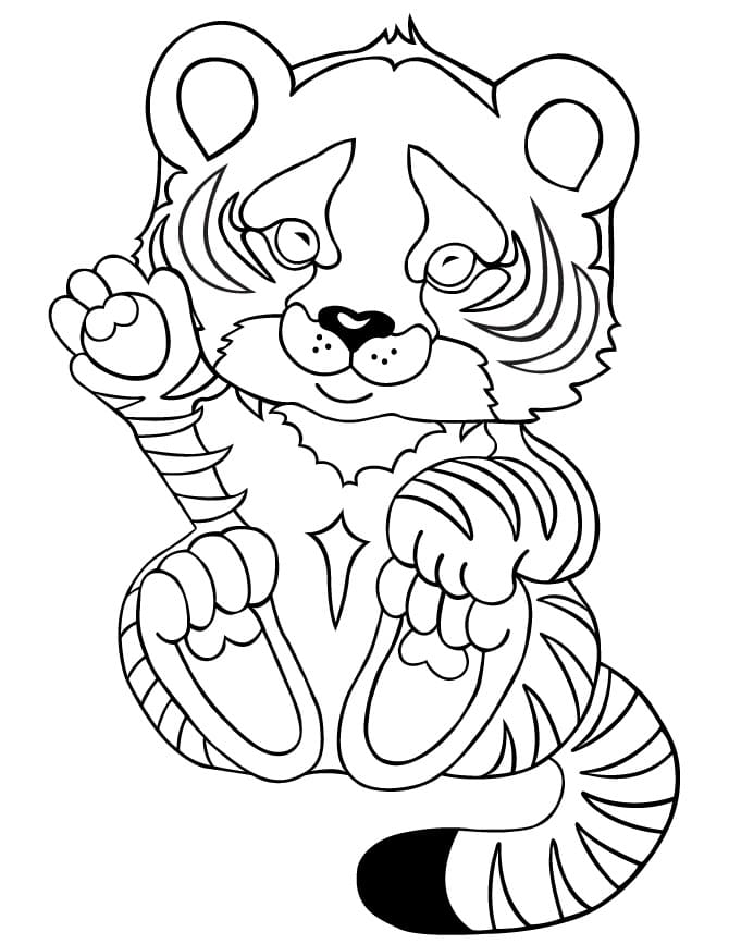 Desenho de Filhote de Tigre Feliz para Colorir