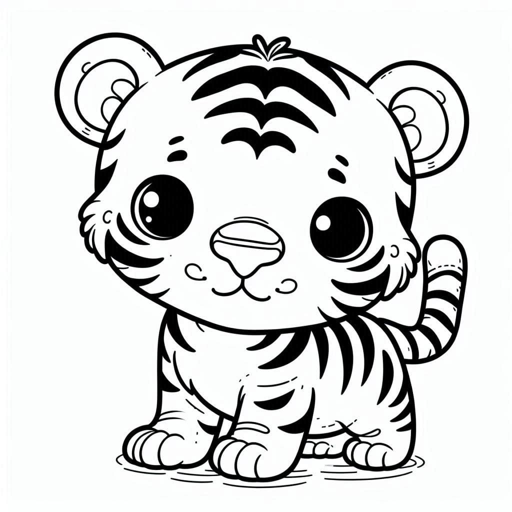 Desenho de Filhote de Tigre Fofo para Colorir