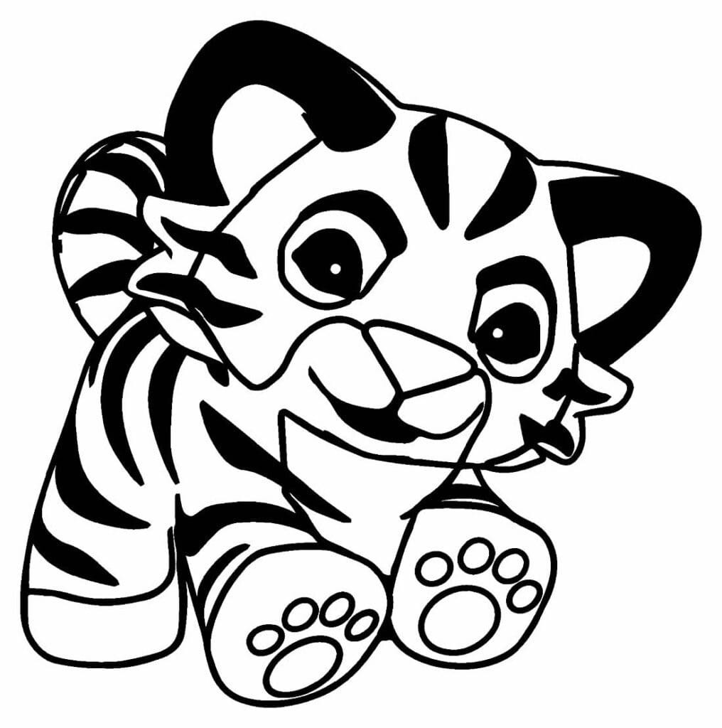 Desenho de Filhote de Tigre Grátis para Crianças para Colorir