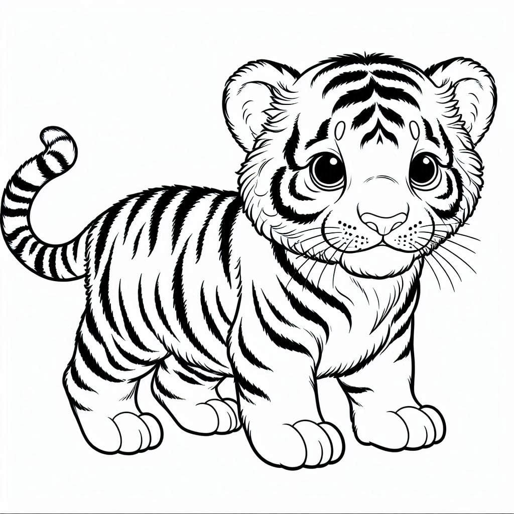 Desenho de Filhote de Tigre Imprimivel para Colorir