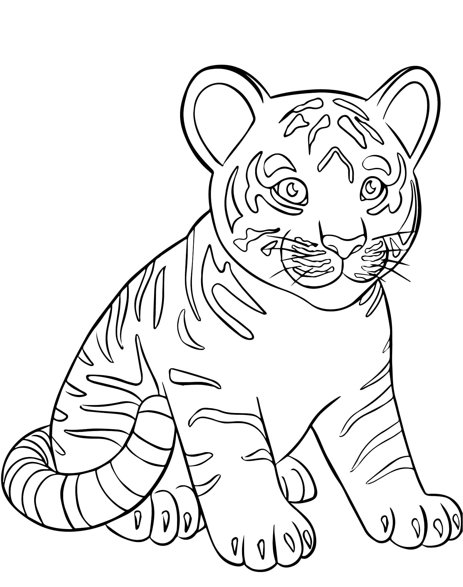 Desenho de Filhote de Tigre Normal para Colorir