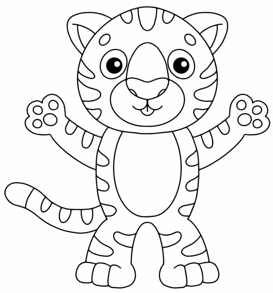 Desenho de Filhote de Tigre para Crianças para Colorir