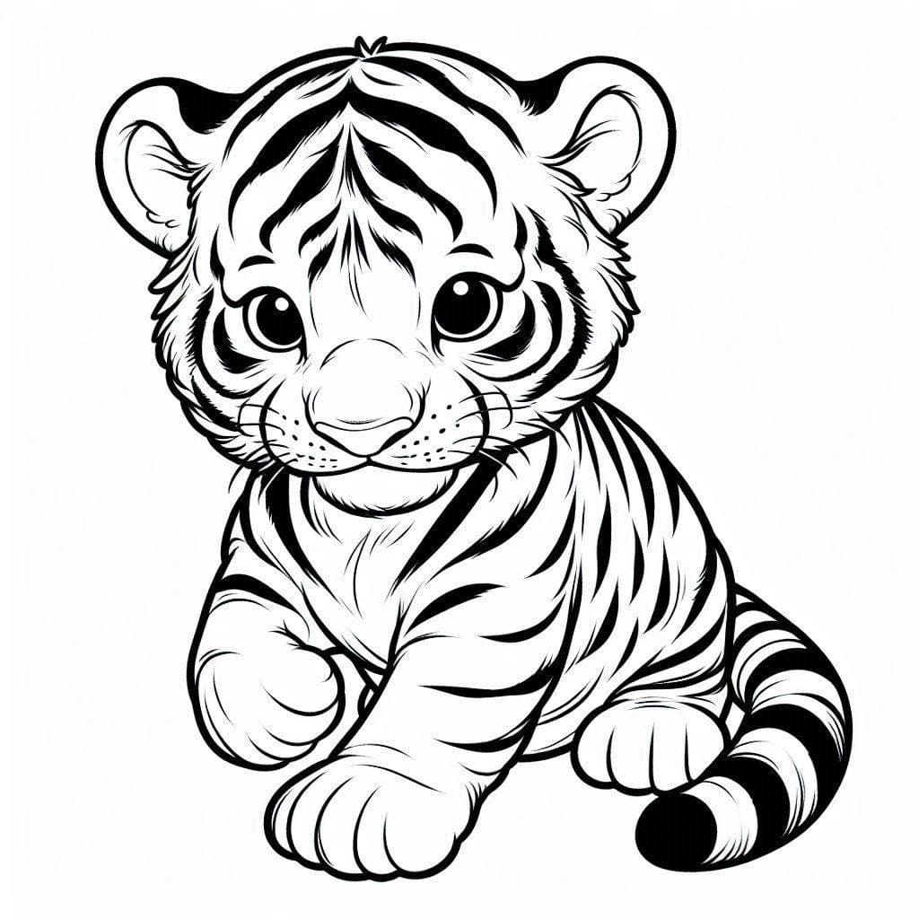 Desenho de Imagem de Filhote de Tigre para Colorir