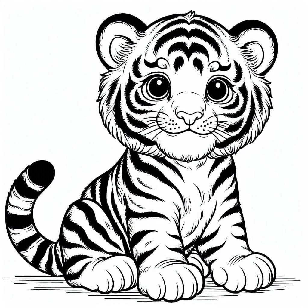 Desenho de Imprimivel Filhote de Tigre para Colorir