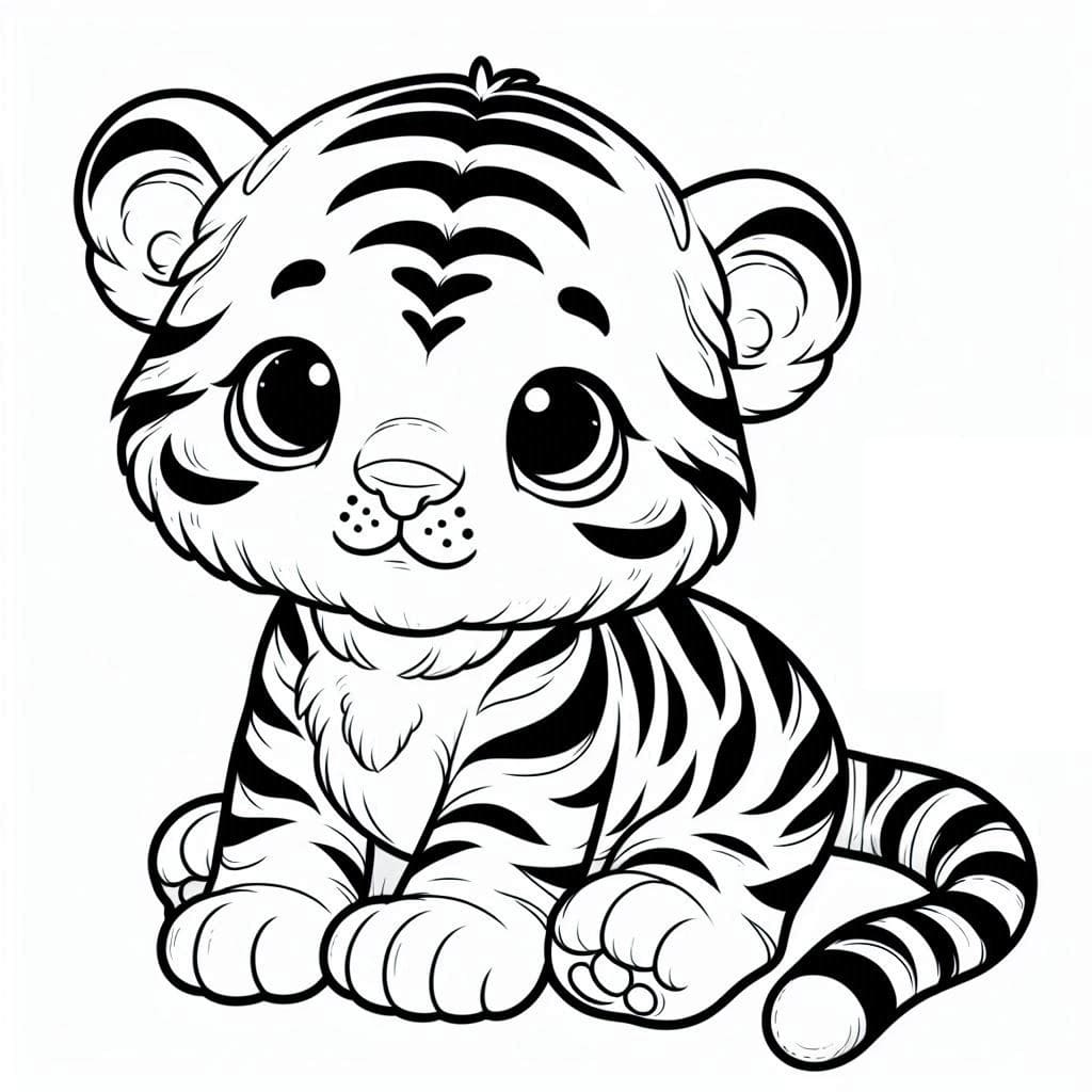 Desenho de Lindo Filhote de Tigre para Colorir
