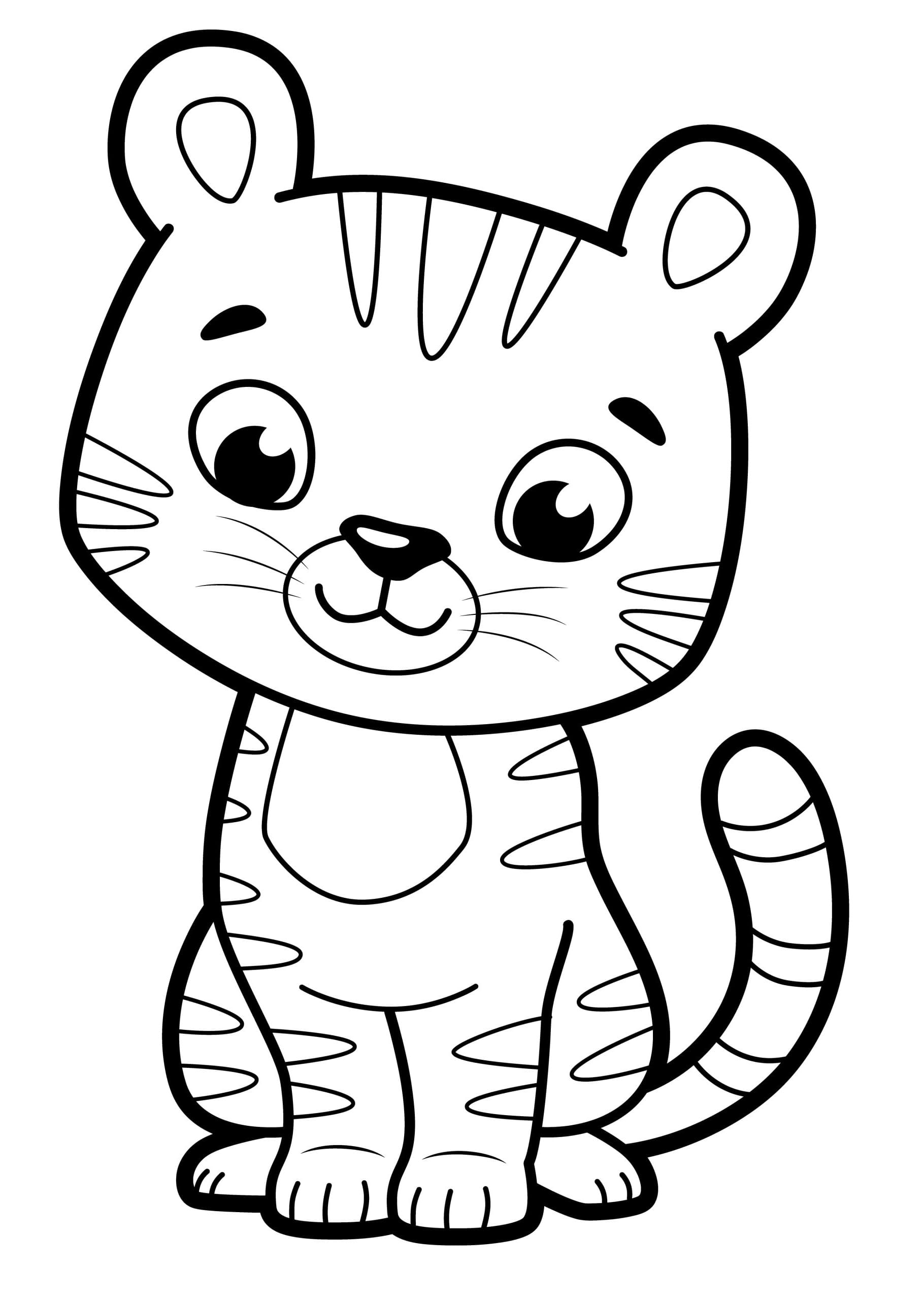 Desenho de um Filhote de Tigre Animado para Colorir