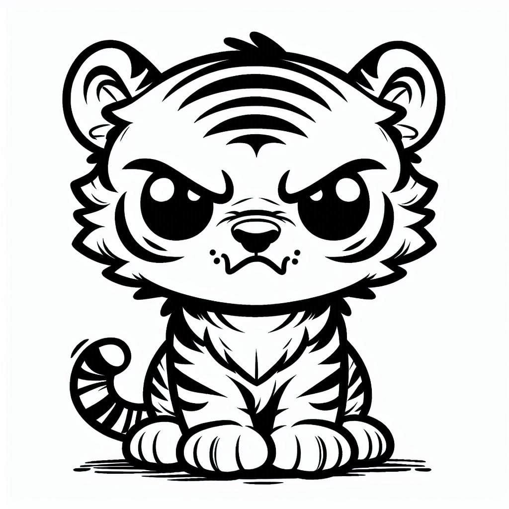 Desenho de um Filhote de Tigre Bravo para Colorir