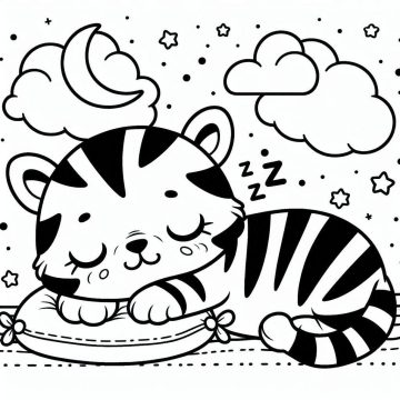 Desenho de Um Filhote de Tigre Dormindo para Colorir