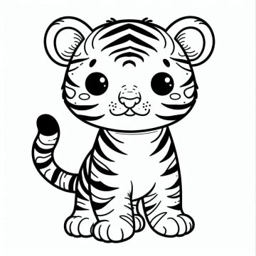 Desenho de Um Filhote de Tigre Fofo para Colorir