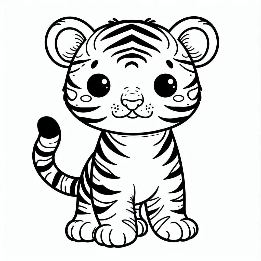 Desenho de um Filhote de Tigre Fofo para Colorir