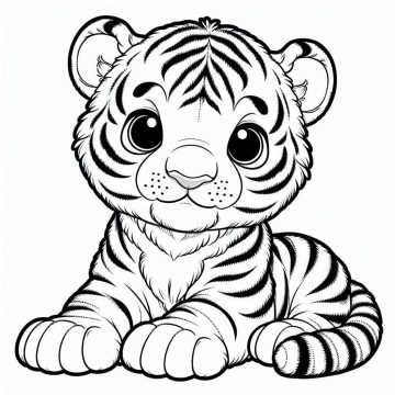 Desenho de Um Filhote de Tigre Muito Fofo para Colorir
