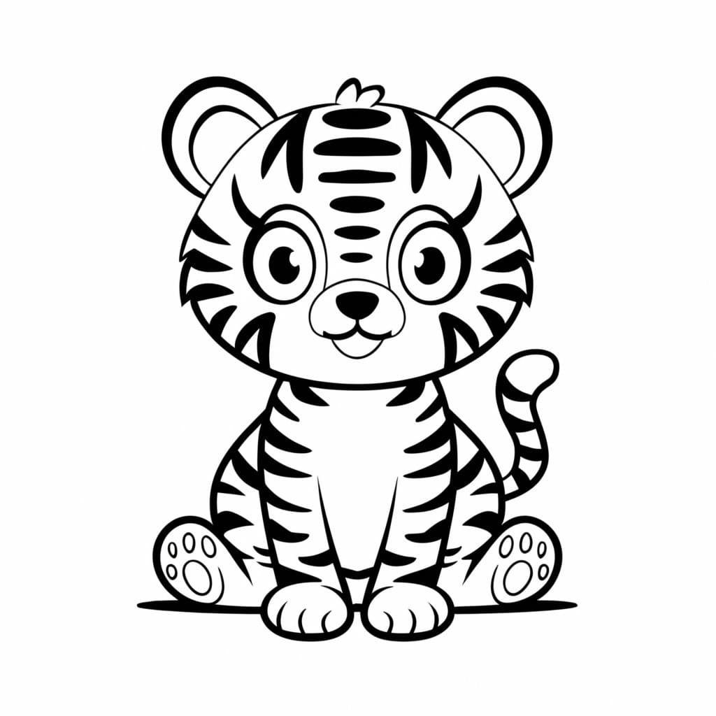 Desenho de um Filhote de Tigre para Colorir