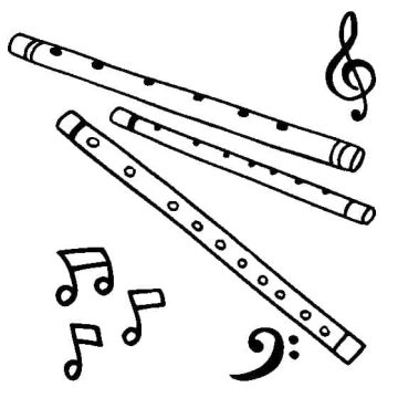 Desenho de três Flautas para Colorir