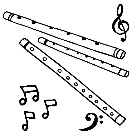 Desenho de Três Flautas para Colorir