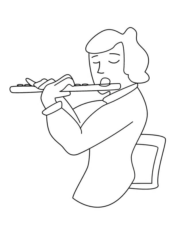 Desenho de Flauta com Criança para Colorir