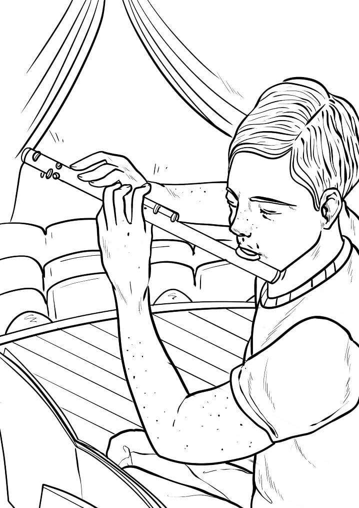 Desenho de Flauta Grande para Colorir Pdf