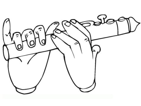 Desenho de Pessoa Tocando Flauta para Colorir