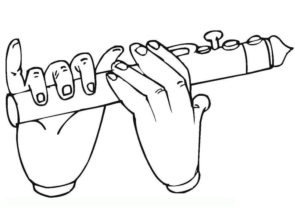 Desenho de Pessoa Tocando Flauta para Colorir