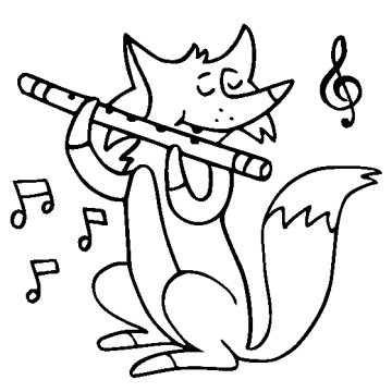 Desenho de Raposa Tocando Flauta para Colorir grátis