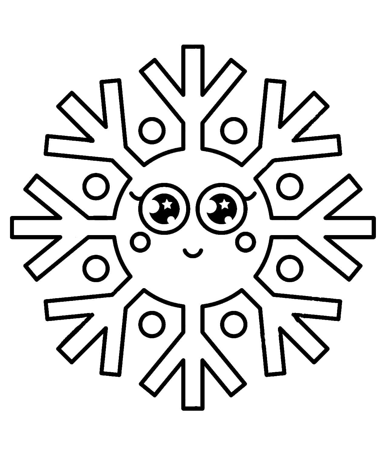 Desenho de Floco de Neve Fofo para Colorir