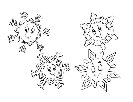 Desenho de Flocos de Neve Fofos para Colorir