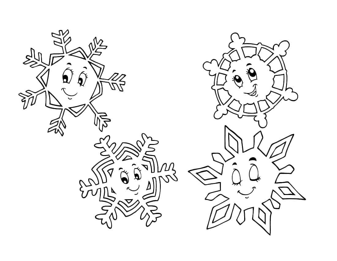 Desenho de Flocos de Neve Fofos para Colorir