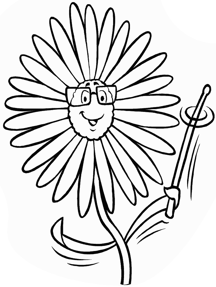 Desenho de Flor de Margarida Professora para Colorir
