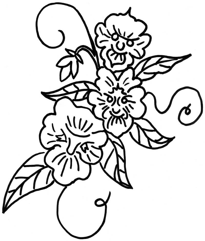 Desenho Flor Violá Tricolor para Colorir