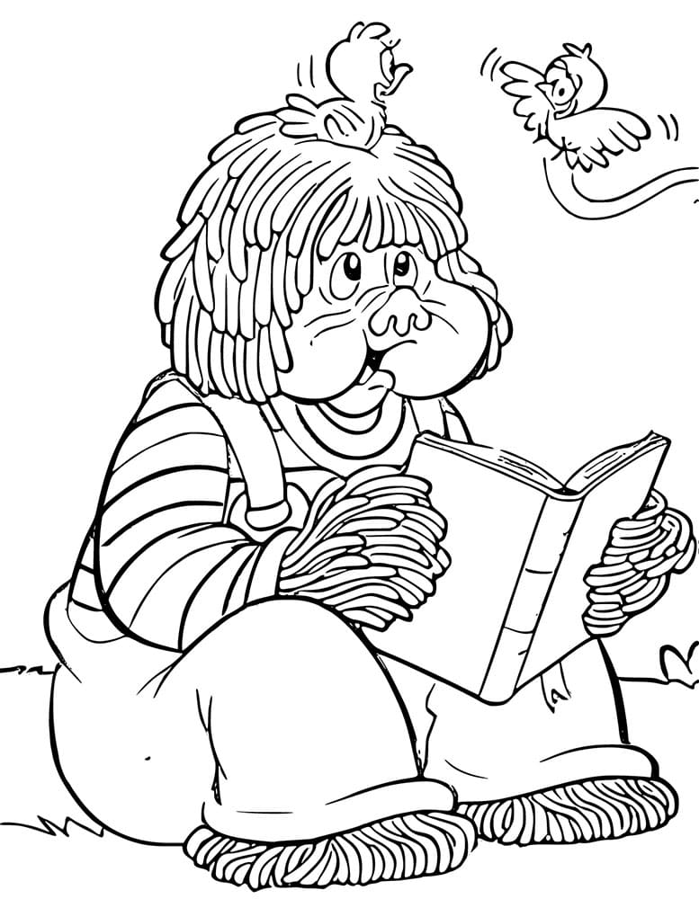 Desenho de Fofao Lendo o Livro para Colorir