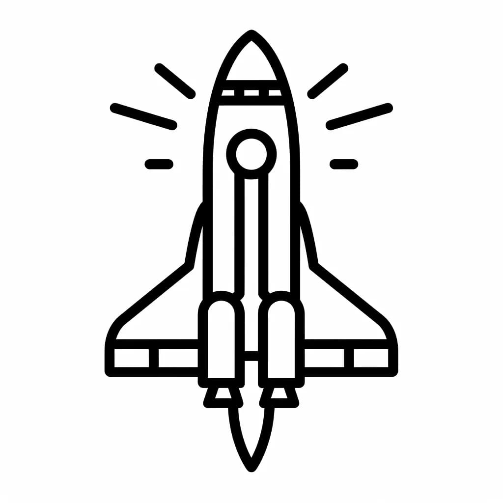 Desenho de Foguete em Voo para Colorir