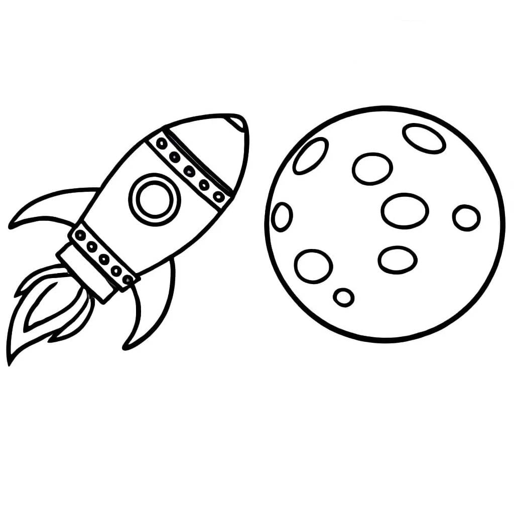 Desenho de Foguete para o Planeta para Colorir