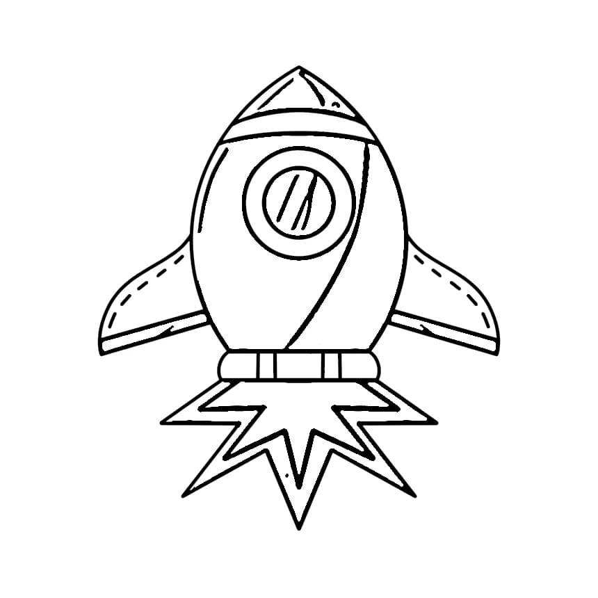 Desenho de Foguete Redondo para Colorir