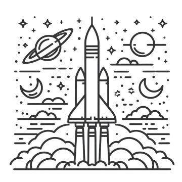 Desenho de Grande Foguete para Colorir