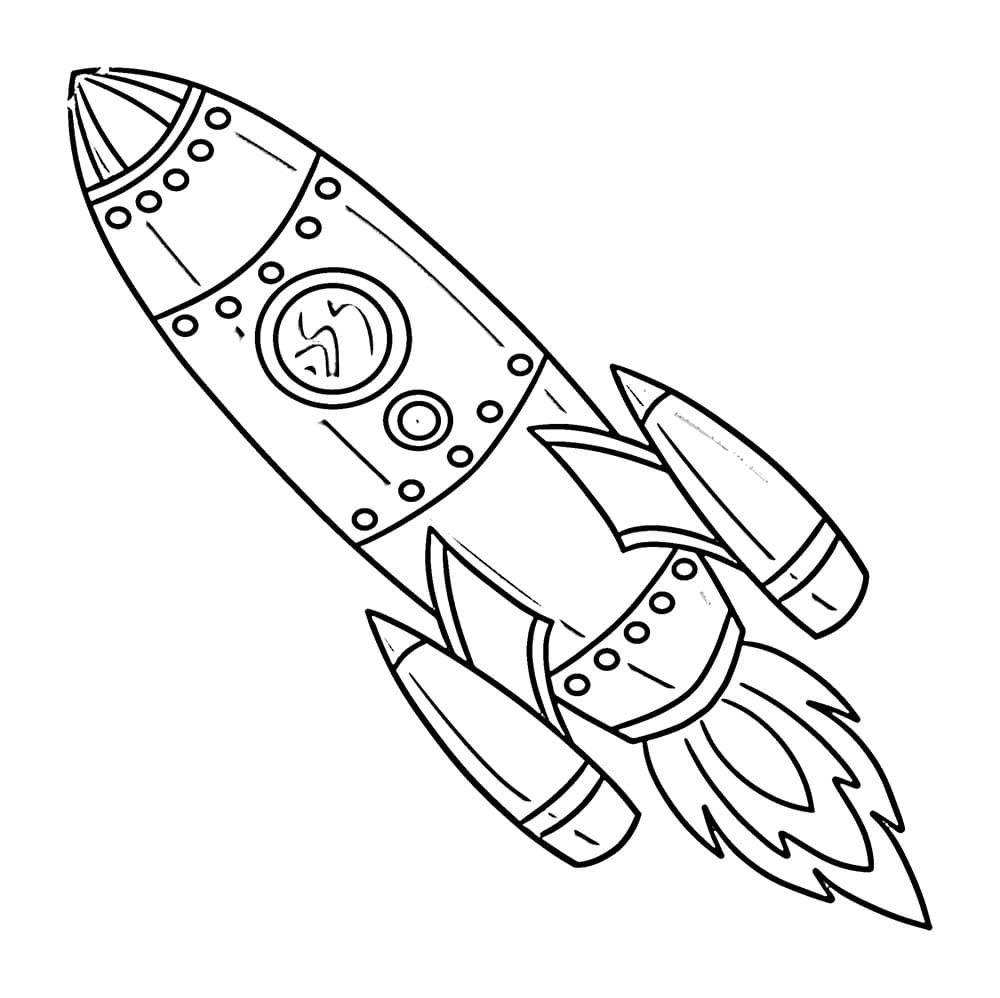 Desenho de Grande Foguete para Colorir